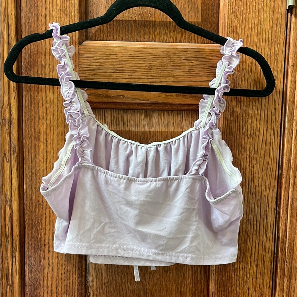 Lilac Ruffle Crop Top - Picture 3 of 3